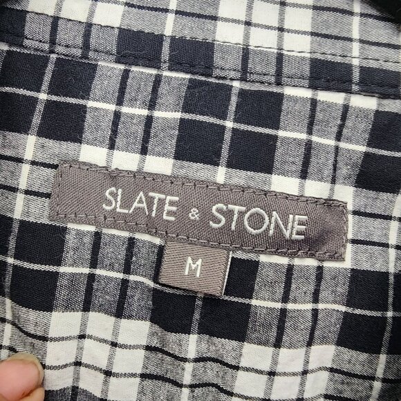 Slate & Stone Shirt Mens Medium Black Plaid Long Sleeve Button Up *NWT* - Picture 4 of 11